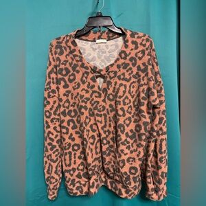 Leopard Print V-Neck Sweater